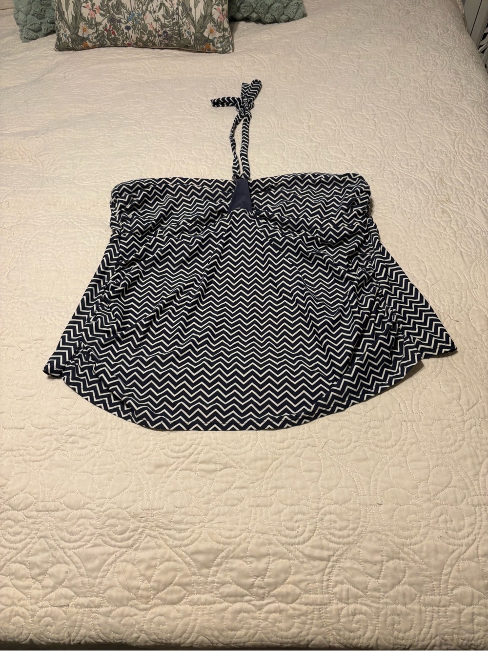 Navy Chevron Halter Swim Top